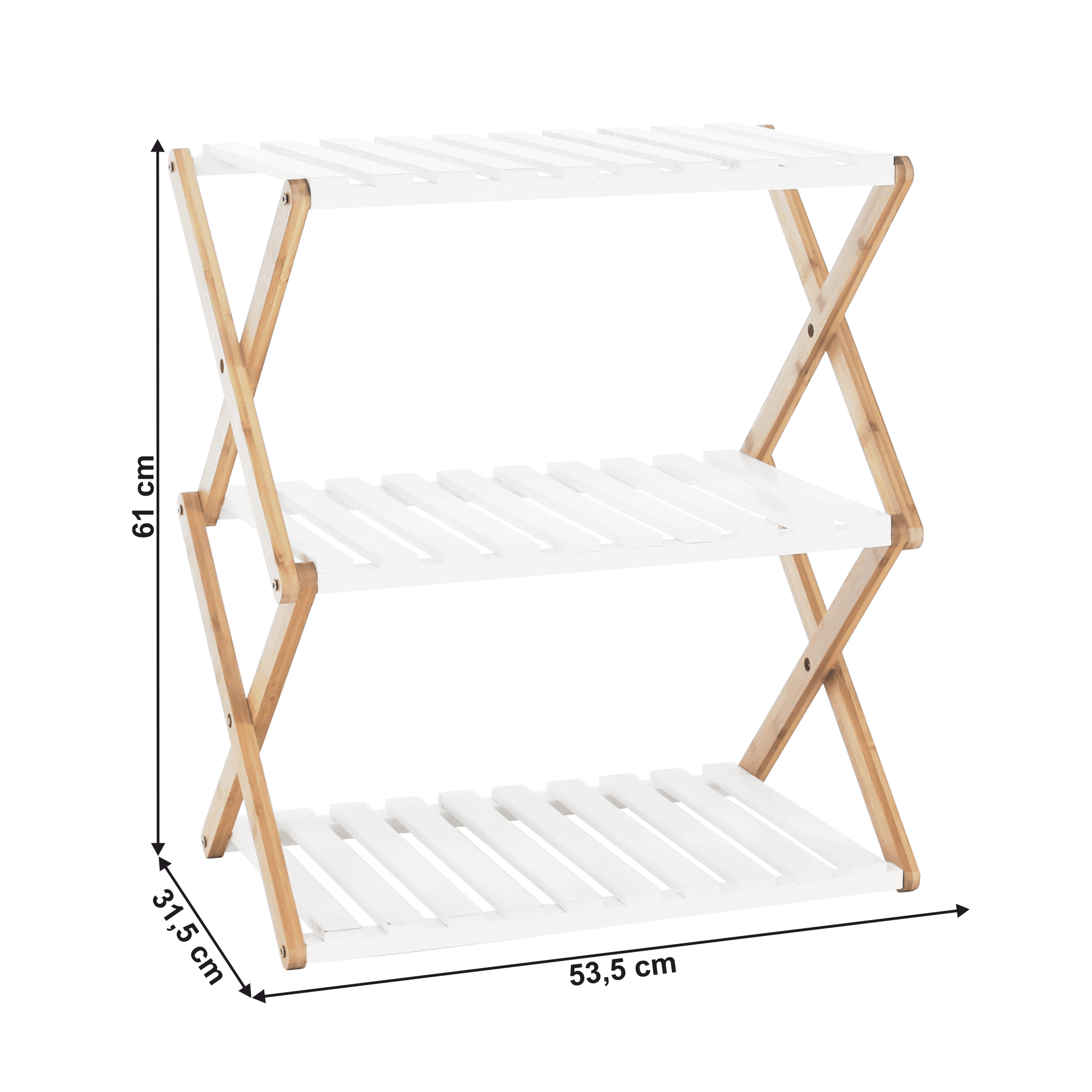 3-poličkový regál, přírodní bambus/bílá, PEORIA TYP 2